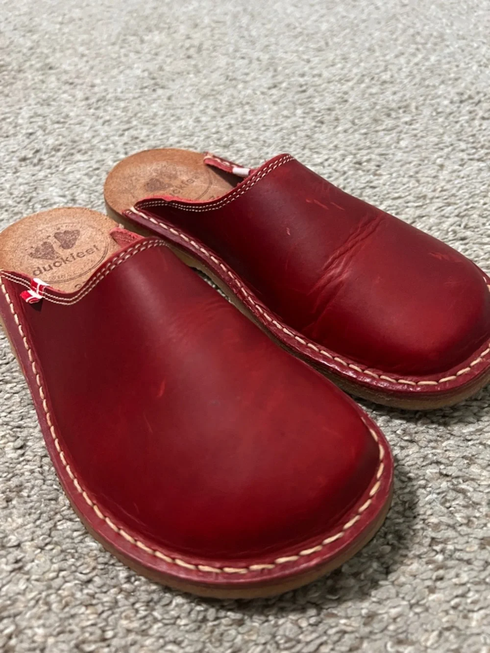 Duckfeet Red Handmade Blåvand' Mules Slip-ons - Clogs Slides Size 37 6.5/7 - Picture 10 of 10